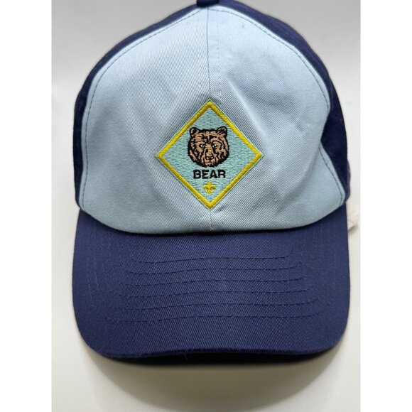 Bear Scout Embroidered Adjustable Baseball Cap In Navy & Light Blue Cotton - Picture 2 of 10